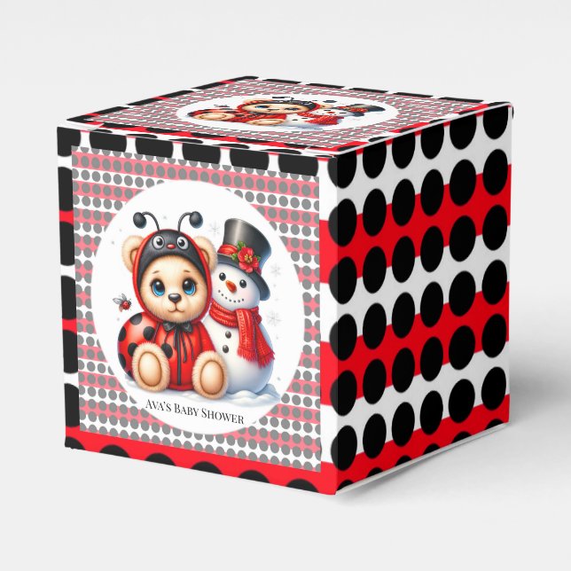 Teddy Bear Ladybug mit Snowman Baby Dusche Geschenkschachtel (Vorderseite)