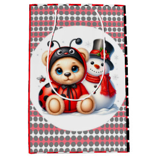 Teddy Bear Ladybug mit Snowman Baby Showgeschenk Mittlere Geschenktüte