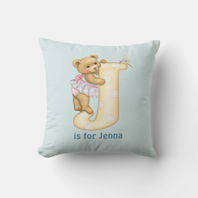 Teddy Bear Letter J Monogram Pillow Kissen (Vorderseite)