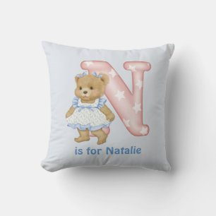 Teddy Bear Letter N Monogram Kissen