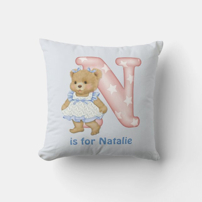 Teddy Bear Letter N Monogram Kissen (Vorderseite)