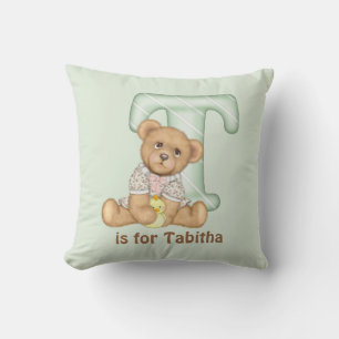 Teddy Bear Letter T Monogram Kissen