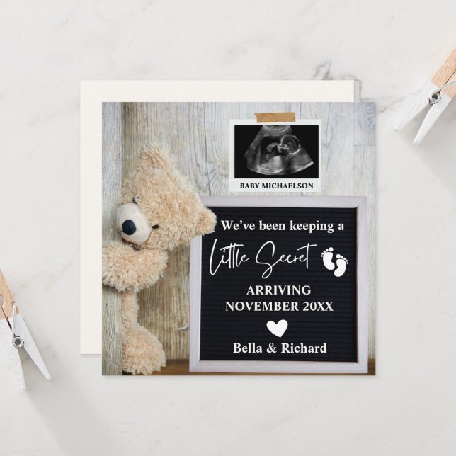 Teddy Bear Letterboard Schwangerschaft Ankündigung (Vorderseite/Rückseite Beispiel)