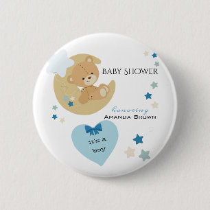 Teddy Bear Liebe Baby Boy Dusche   Button