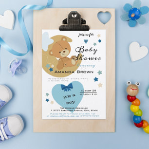 Teddy Bear Liebe Baby Boy Dusche Einladung Postkarte