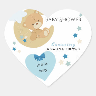 Teddy Bear Liebe Baby Boy Dusche | Herz-Aufkleber