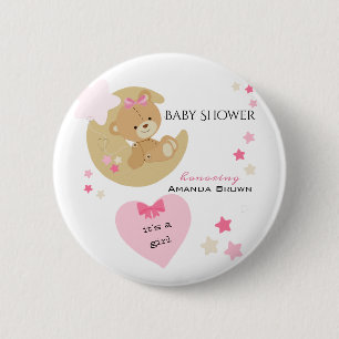 Teddy Bear Liebe Baby Girl Dusche Button