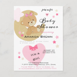 Teddy Bear Liebe Baby Girl Dusche Einladung Postkarte