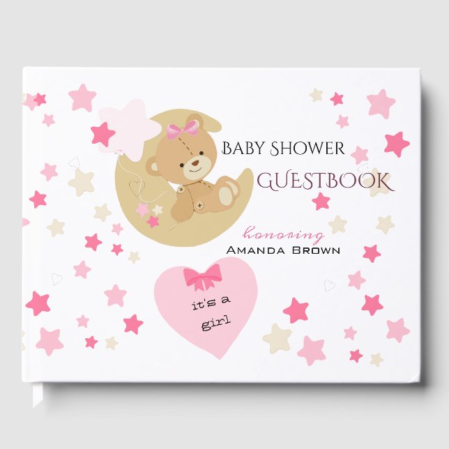 Teddy Bear Liebe Baby Girl Dusche Gästebuch (Vorderseite)