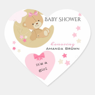 Teddy Bear Liebe Baby Girl Dusche Herz-Aufkleber