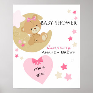 Teddy Bear Liebe Baby Girl Dusche Poster