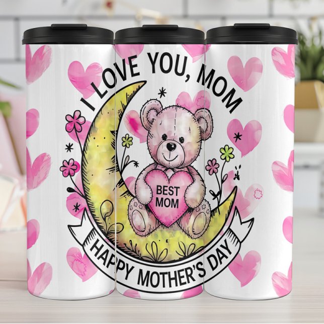 Teddy Bear: Liebe, Herz, beste Mama Thermosbecher (Von Creator hochgeladen)