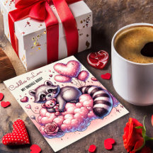 Teddy Bear Liebe Raccoon Valentine Card
