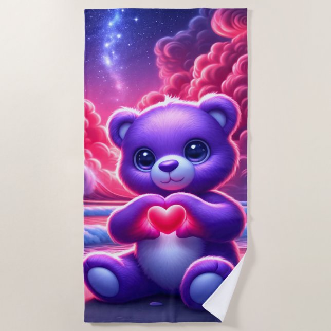 Teddy Bear Liebe Strandtuch (Vorderseite)