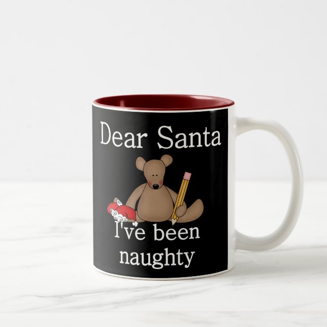 Teddy Bear Lieber Weihnachten Zweifarbige Tasse (Rechts)