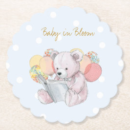 Teddy Bear liest ein Buch Baby in Bloom Untersetzer