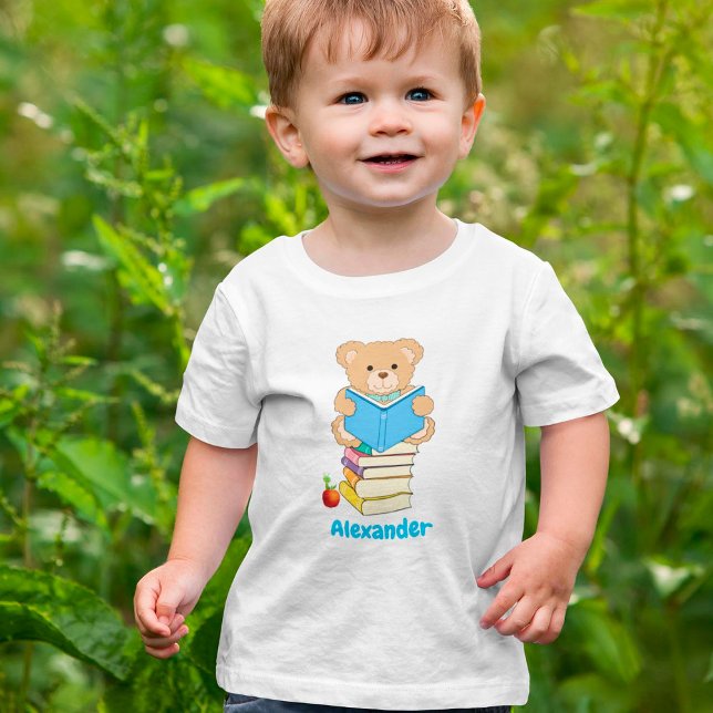 Teddy Bear liest seine Bücher Personalisiert Kleinkind T-shirt (Von Creator hochgeladen)