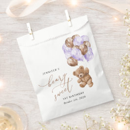 Teddy Bear, Lila Balloons, erster Geburtstag Geschenktütchen