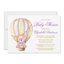 Teddy Bear Lila Bow Air Ballon Dots Baby Dusche