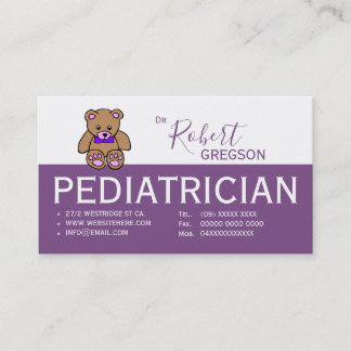 Teddy Bear Lila Kinderarzt Termin Karte