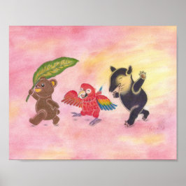 Teddy bear Macaw Tapir Friends Kinderzimmer Art Po Poster
