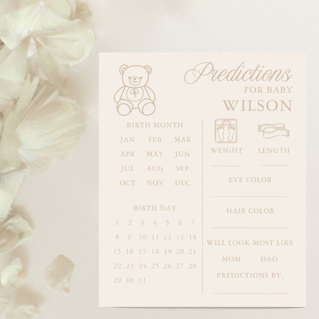 Teddy Bear Minimal Baby Shower Predictions Game (Von Creator hochgeladen)