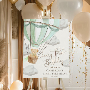 Teddy Bear Minze Geburtstag Begrüßungszeichen Poster