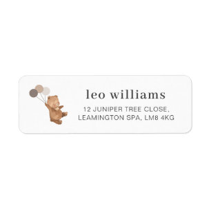 Teddy Bear mit 3 braunen Balloons Label