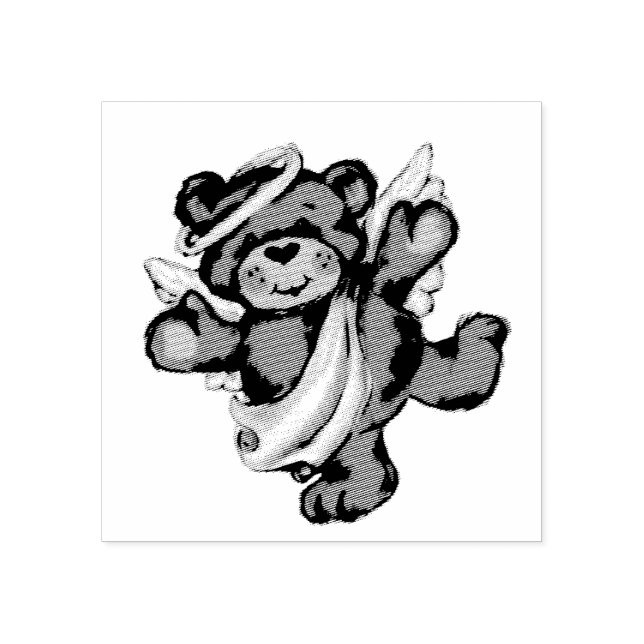 Teddy Bear mit Angel Wings Briefmarke Gummistempel (Prägung)