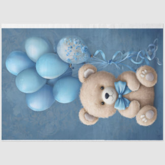 Teddy Bear mit Ballons Blue Colors Tissue Seidenpapier