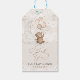 Teddy Bear mit Balloons auf Crescent Moon Geschenkanhänger