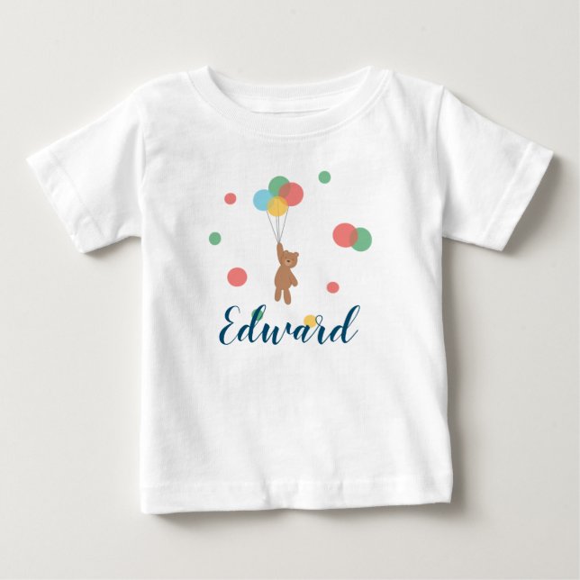 Teddy Bear mit Balloons Baby T-shirt (Vorderseite)