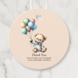 Teddy Bear mit Balloons Babydusche Vielen Dank Geschenkanhänger