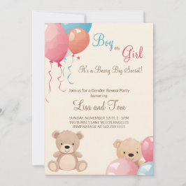 Teddy Bear mit Balloons Boy oder Girl Gender Revea Einladung