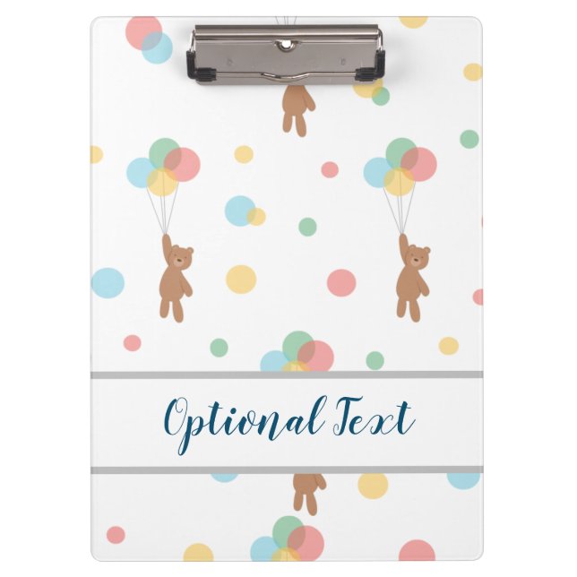 Teddy Bear mit Balloons Klemmbrett (Vorderseite)