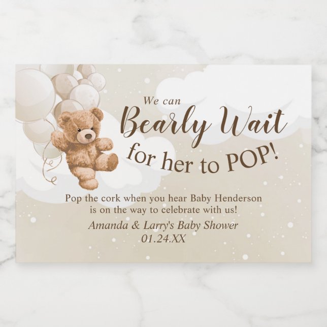 Teddy Bear mit Balloons Mini Sparkling Weinkeller (Einzelnes Label)