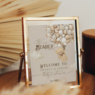 Teddy Bear mit Balloons Neutral Baby Dusche Poster