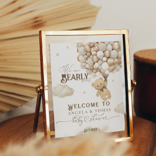Teddy Bear mit Balloons Neutral Baby Dusche Poster