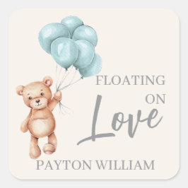 Teddy Bear mit Balloons Quadratischer Aufkleber