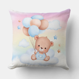 Teddy Bear mit Balloons Rainbow Sky Throw Kissen