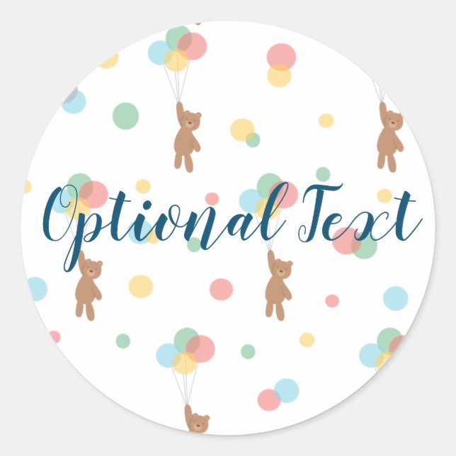 Teddy Bear mit Balloons Runder Aufkleber (Vorderseite)