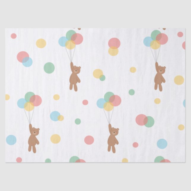 Teddy Bear mit Balloons  Seidenpapier (Vorderseite)