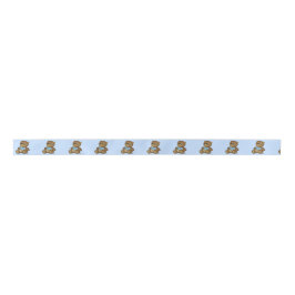 Teddy Bear mit Bib auf blau Satinband