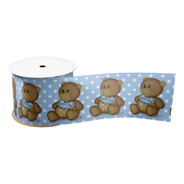 Teddy Bear mit Bib auf Polka Dots Satinband (Spule)