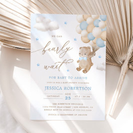 Teddy Bear mit Blue Balloons Baby Dusche Einladung