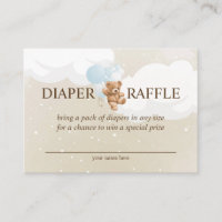 Teddy Bear mit Blue Balloons Diaper Raffekarte