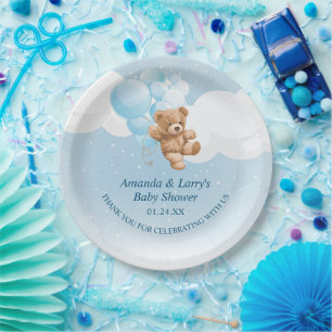 Teddy Bear mit Blue Balloons Paper Teller