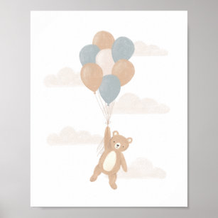 Teddy Bear mit Blue Balloons Poster