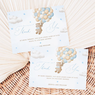 Teddy Bear mit Blue Balloons Vielen Dank Karte