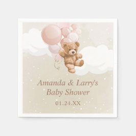 Teddy Bear mit Blush Pink Balloons Serviette